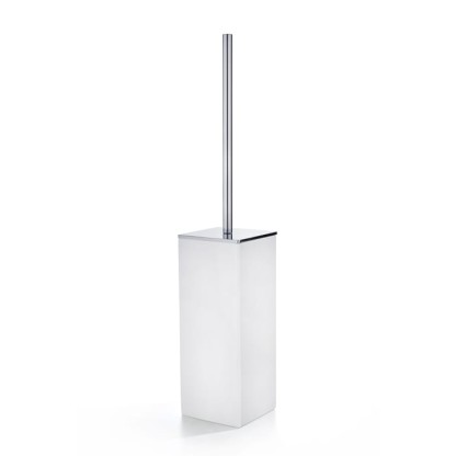 3SC Mood White Туалетный ёршик, напольный, композит Solid Surface, цвет: белый матовый/хром