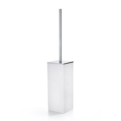 3SC Mood White Туалетный ёршик, напольный, композит Solid Surface, цвет: белый матовый/хром