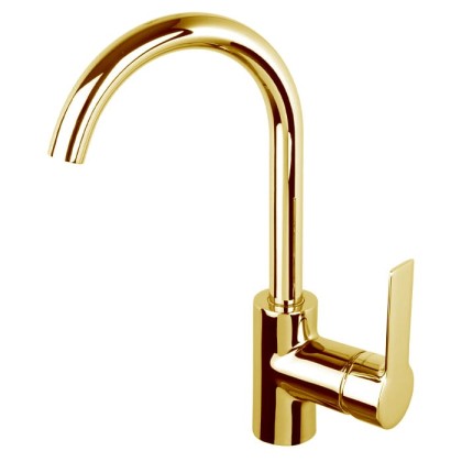 Carlo Frattini Mast Смеситель для раковины, вращающийся излив, с донным клапаном, цвет: золото