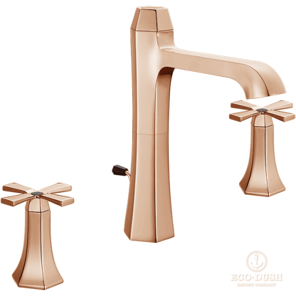 CISAL Cherie Смеситель для раковины на 3 отверстия, с донным клапаном, цвет: розовое золото/черный