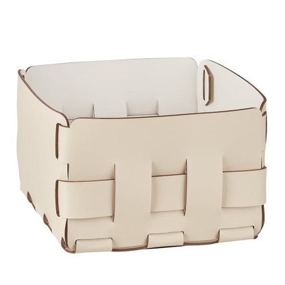 ADJ Корзинка Mini Bottega, 19x19xH13 см., цвет: панна котта/белый