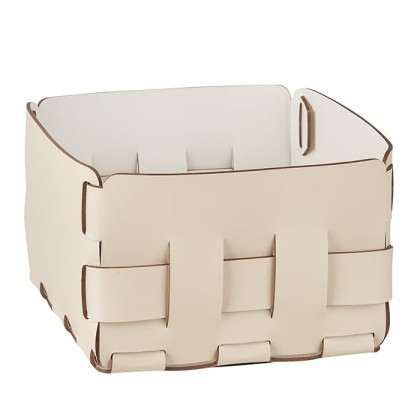 ADJ Корзинка Mini Bottega, 19x19xH13 см., цвет: панна котта/белый