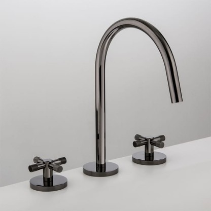 Gattoni MD Смеситель для раковины, 3 отв., ручки ALZO, с донным клапаном, цвет: черный никель