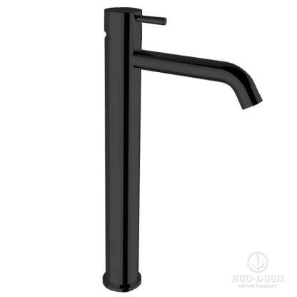 Cisal Less New Смеситель для раковины, высокий, h35.2см, излив 16см, цвет: черный матовый