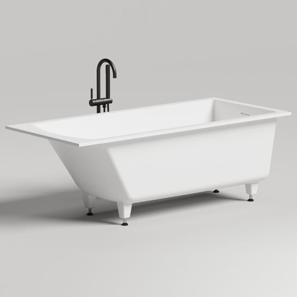 Salini Cascata KIT Ванна встраиваемая, с прямоугольной чашей, 170х75х60см, регулируемые ножки, донный клапан "Up&Down", сифон S-Stone, цвет: белый матовый