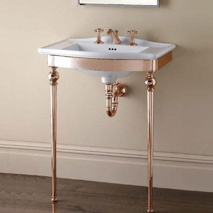 Devon&Devon Westminster Декоративная структура 69.5х50см, с раковиной на 3 отв., напольная, цвет: золото/белая