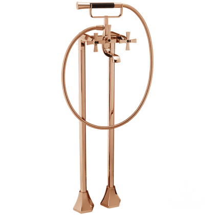 CISAL Cherie Напольный смеситель для ванны двухрычажный, с душевым комплектом, цвет: розовое золото/черный