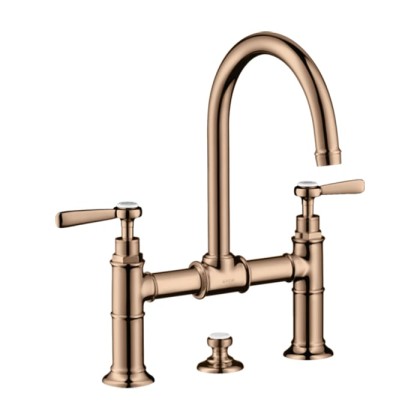 Axor Montreux Смеситель для раковины 220, на 3 отв., ручка: рычаг, с донным клапаном, цвет: полированное красное золото