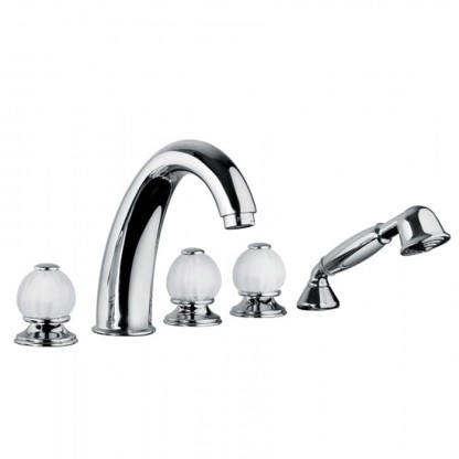 Bongio Rivoli Смеситель для ванны на 5 отв.с ручной лейкой , цвет хром/cristallo 00