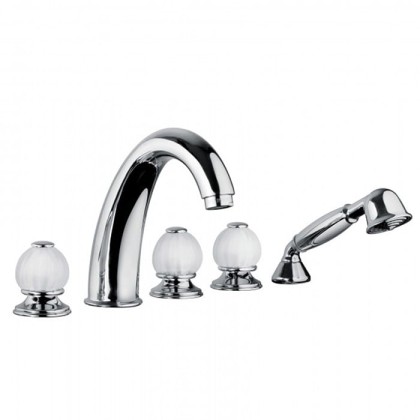 Bongio Rivoli Смеситель для ванны на 5 отв.с ручной лейкой , цвет хром/cristallo 00