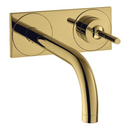 Axor Uno? Смеситель для раковины, встраиваемый, излив: 16.5см., с панелью, цвет: полированное золото