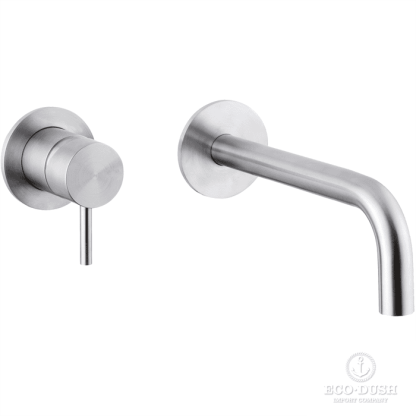 HUBER Lynox Смеситель для раковины на 2 отверстия из стены, излив 190мм, нержавеющая сталь