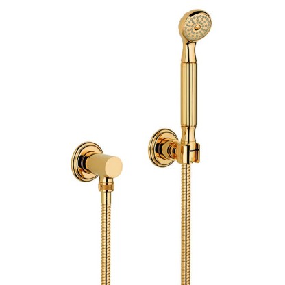 THG Dragon Sun Душевой комплект с ручным душем, шлангом 1500 мм., подводом воды и держателем, цвет: полированное золото