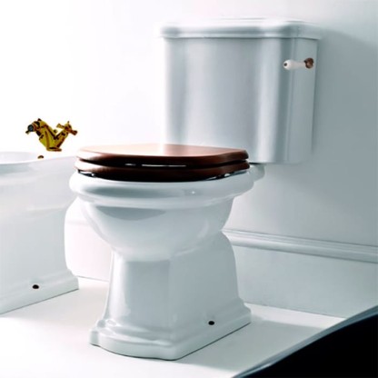 Kerasan Retro Унитаз 72х38.5см., моноблок, слив в стену, ручка справа, цвет: белый/бронза