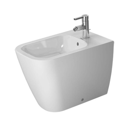 Duravit Happy D.2 Биде напольное 57х35.5см, пристенный вариант, с перел., с 1 отв. под смес., вкл. заглушку для перелива, хром, вкл. крепление Durafix