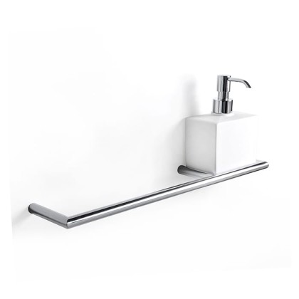 3SC Guy Полотенцедержатель и мыльница, 40см., справа, подвесная, композит Solid Surface, цвет: белый матовый/хром