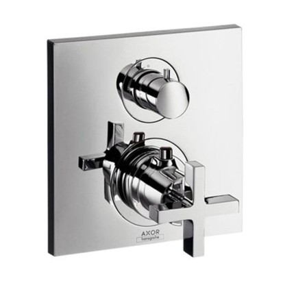 Axor Citterio, Термостат с запорным/ переключающим вентилем, с крестовой рукояткой, СМ, внешняя часть, цвет: хром