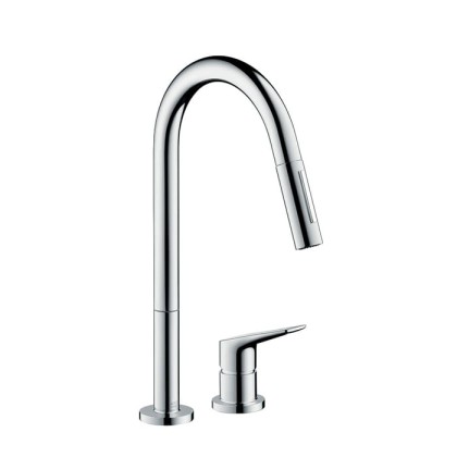 Axor Citterio M Смеситель для кухни, однорычажный, на 2 отв, с выдвижным душем, излив: 221мм, цвет: хром