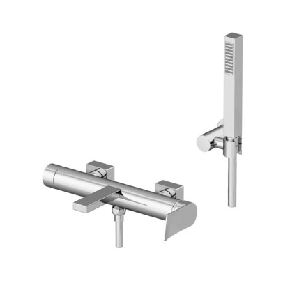 Gattoni Soffio Смеситель для ванны, с носиком, однорычажный. с ручной лейкой. цвет: Brushed nickel