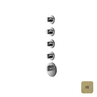 Almar High Flow Смеситель для душа, встраиваемый, термостатический, с 4-мя запорными вентилями, цвет: латунь брашированная PVD