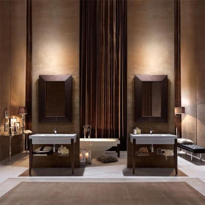 Kerasan Bentley Консоль напольная 100см с ножками и стеклянной полочкой, Цвет: темный ясень