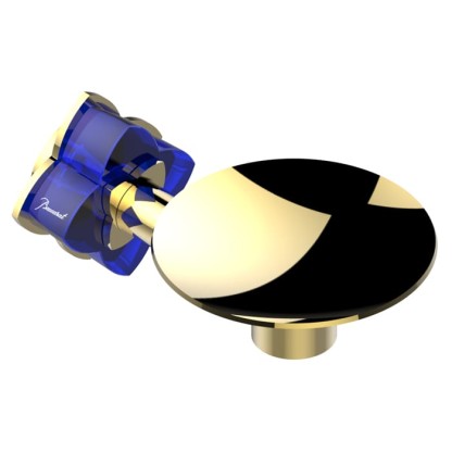 THG P?tale de cristal bleu Мыльница металлическая ? 10см., подвесная, цвет: золото/синий хрусталь