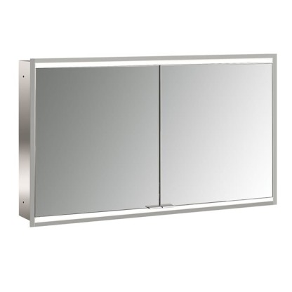 EMCO Prime2 Зеркальный шкаф 120x70см., с подсветкой, встраиваемый, 2 двери, 2 полки, розетка, цвет: белый