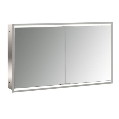 EMCO Prime2 Зеркальный шкаф 120x70см., с подсветкой, встраиваемый, 2 двери, 2 полки, розетка, цвет: белый