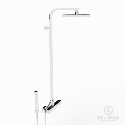 Stella Bamboo Quadro Душевой комплект 3283/420/304-200: смеситель, штанга+ручной+верхний душ 200мм, цвет: хром