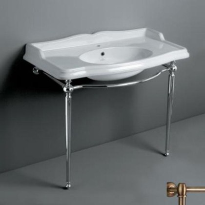 SIMAS Arcade Консоль 90х56см, c белой раковиной на 1 на отв, напольная, цвет: консоли bronzo.