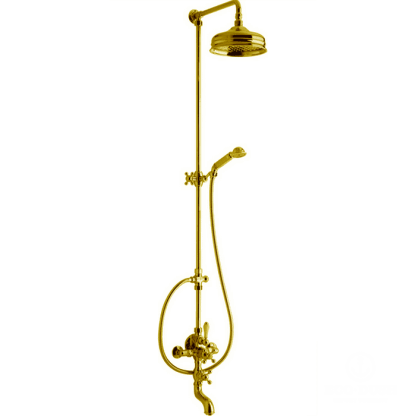 CISAL Arcana Термостатический смеситель для ванны/душа с душевым комплектом и верхним душем, цвет: золото