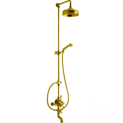 CISAL Arcana Термостатический смеситель для ванны/душа с душевым комплектом и верхним душем, цвет: золото
