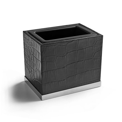 3SC Cocco Стакан настольный, отделка: черная кожа, цвет: хром