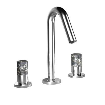 Bongio Aqua Смеситель для раковины на 3 отв, ручки черный мрамор, цвет: хром