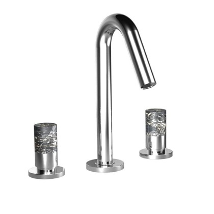 Bongio Aqua Смеситель для раковины на 3 отв, ручки черный мрамор, цвет: хром