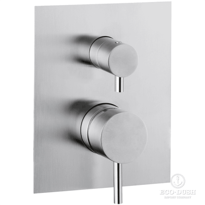 HUBER Lynox Встраиваемый смеситель для душа с переключателем на 2 выхода, на прямоугольном основании, нержавеющая сталь