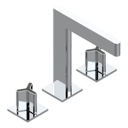 THG ICON-X CARBONE GOLD Смеситель для раковины, 3 отв., с донным клапаном, цвет: хром