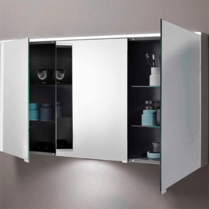 BURGBAD Eqio Зеркальный шкаф с гориз светодиод подсв.120х80х17см,3 зерк двери с обоих сторон, вариант R, цвет: серый