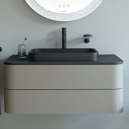Duravit Happy D.2 Plus Тумба подвесная 100x55x40.8см с раковиной, 2 ящика, цвет: stone grey satin matt/Anthracite matt