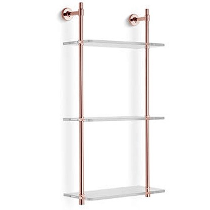 Bertocci Cinquecento Стеллаж с 3 стеклянными полками 30х62см, подвесной, цвет: розовое золото