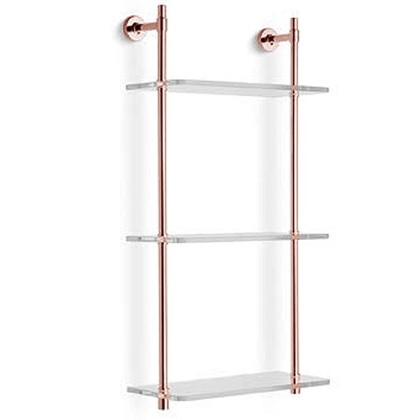 Bertocci Cinquecento Стеллаж с 3 стеклянными полками 30х62см, подвесной, цвет: розовое золото