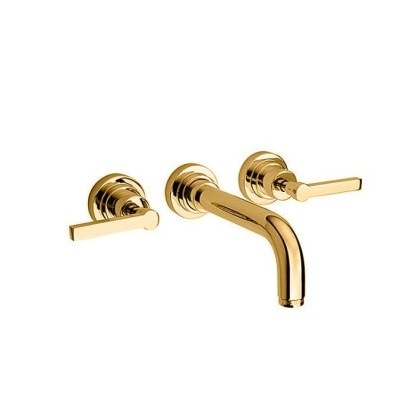 Nicolazzi Mac Kinley 05 Смеситель встраиаемый для раковины на 3 отверстия, с 2мя ручками, излив:190мм, цвет:  золото