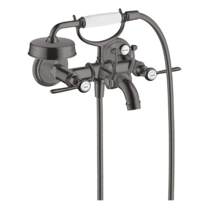Axor Montreux Смеситель для ванны, настенный, с ручным душем, ручка: рычаг, цвет: шлифованный черный хром