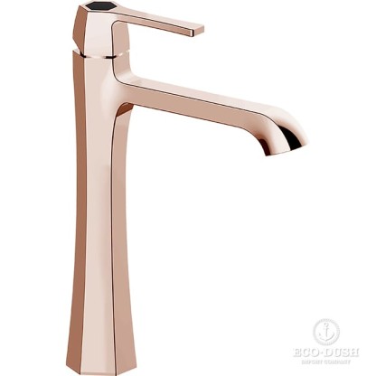 CISAL Cherie Смеситель однорычажный для раковины на 1 отверстие,высокий h200 мм, без донного клапана, цвет: золото розовое/черный матовый