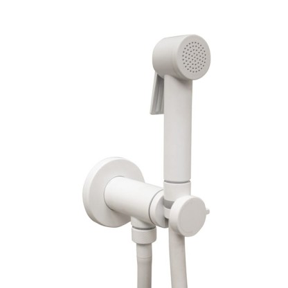 Bossini Paloma Гигиенический душ, с прогрессивный смеситель, лейка с клапаном подачи воды, шланг 125cм, цвет: белый матовый