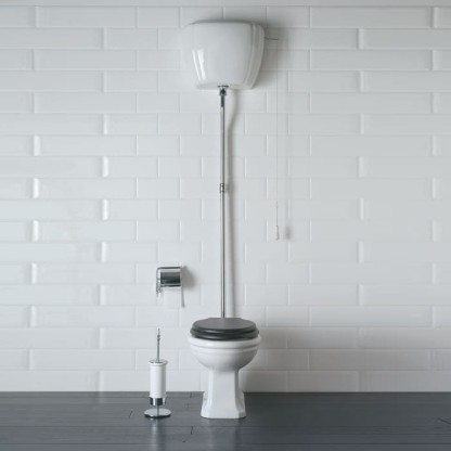 Globo Paestum Унитаз напольный  58х37,5см, слив пол, с высоким бачком, трубой, цвет: белый/хром