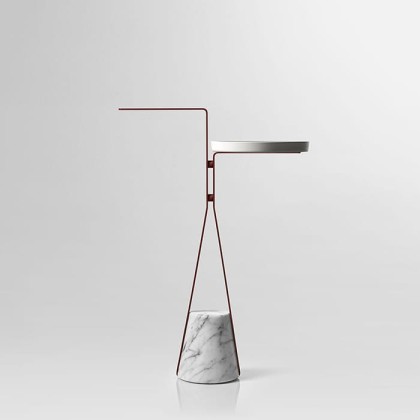 Antonio Lupi Halo Полотенцедержатель напольный 46х24х64см., база из мрамора Carrara satinato, столешн белая из Flumood, структ Veneziano goffrato