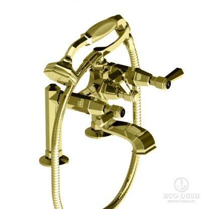 Stella Eccelsa Leve Смеситель на борт ванны, на 2 отв., 3274RG306FB с ручным душем, цвет: золото 24К