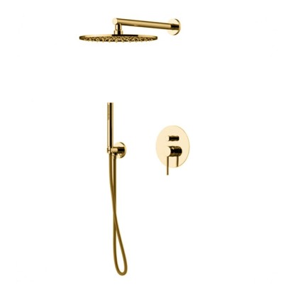 Gattoni Circle Two омплект для душа со встроенным смесителем с Gbox с ручной лейкой и верхним душем 250 мм, цвет: Satin gold