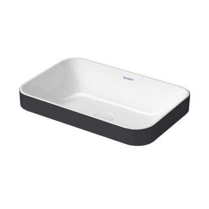 Duravit Happy D.2 Plus Раковина 60х40 см, без отв., без перелива, с выпуском, с керамической крышкой, WonderGliss, цвет: Anthracite matt/белый